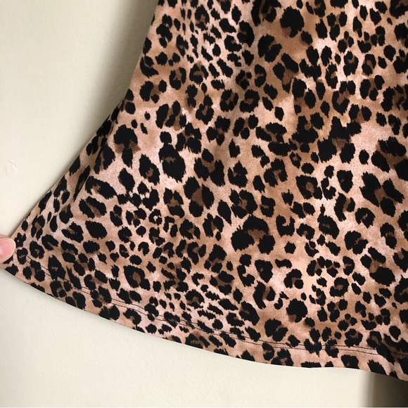 Nina Leonard Leopard Print Short Sleeve Cutout Tie-back Blouse Size XL - Picture 6 of 10